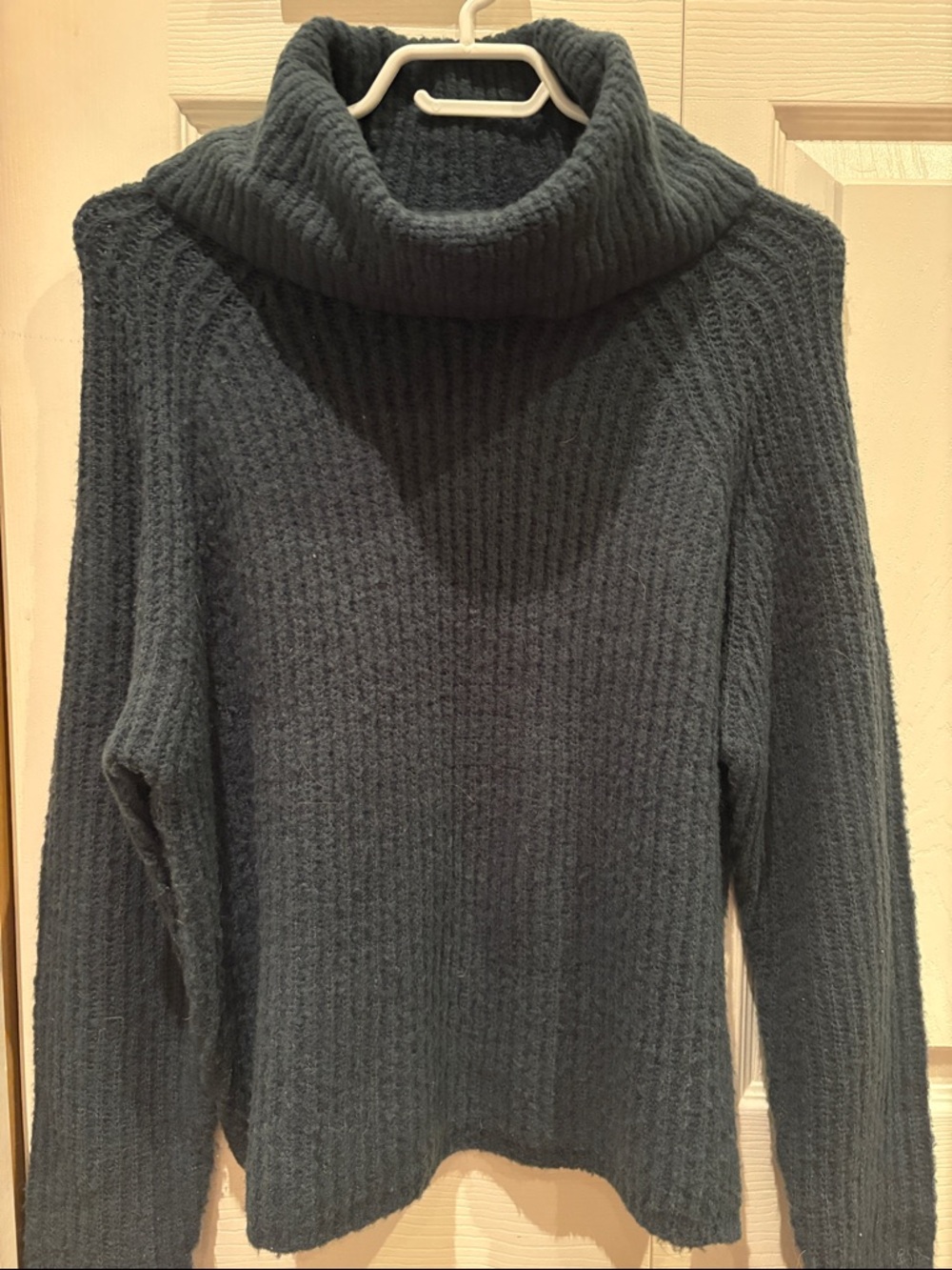 Garage Dark Teal Ribbed Cowl Neck Sweater